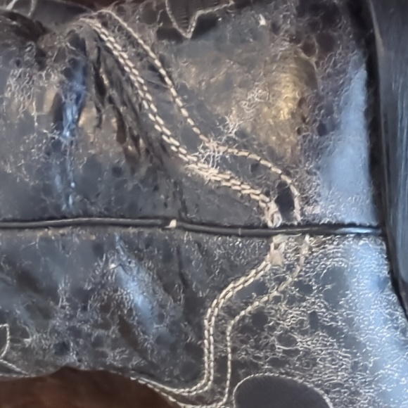 JB DILLON JBW2200 Black goat leather cowgirl boots cutout black lizard inlay 7.5 - Picture 15 of 16